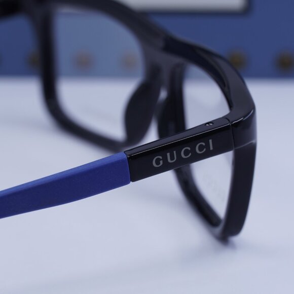 Gucci GG1737O 003 Rectangle Eyeglasses - Black/Blue 54mm - Picture 10 of 11